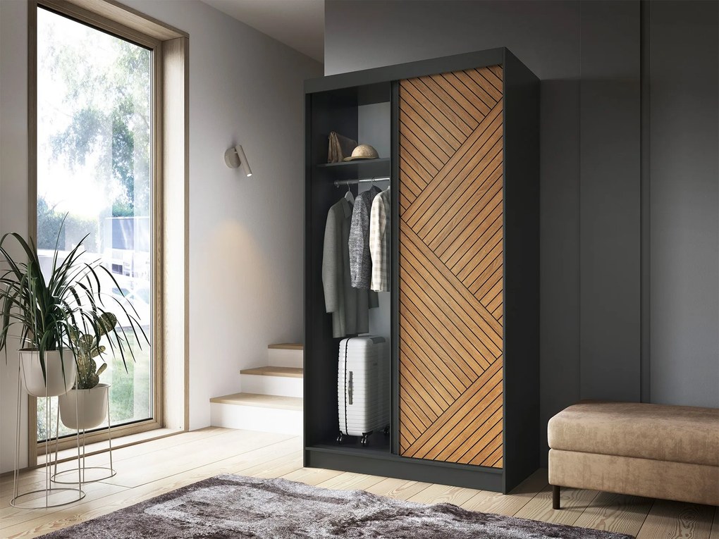 Šatní skříň Marrphy 120 cm dub Caramel/černá