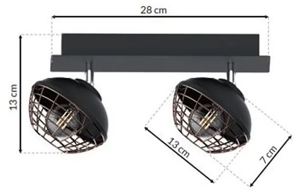 Bodové svietidlo Logan, 2x zlaté/čierne kovové tienidlo, b