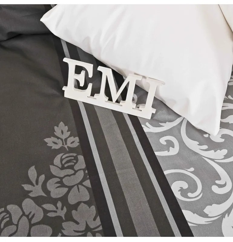 Obliečky bavlnené Natura sivé EMI, Francúzsky set1 200x220 + 2x (70x90)