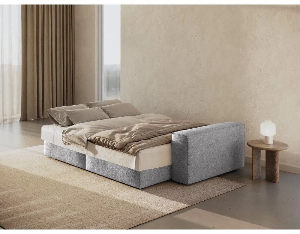 Svetlosivá rozkladacia pohovka z textílie bouclé 247 cm Jodie – Micadoni Home