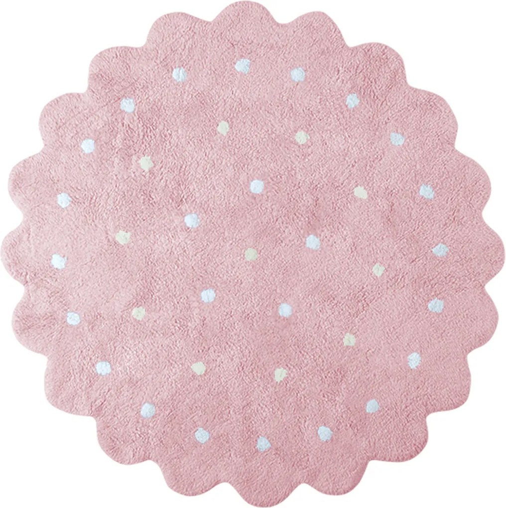 Lorena Canals koberce Pro zvířata: Pratelný koberec Little Biscuit Pink - 140x140 kytka cm