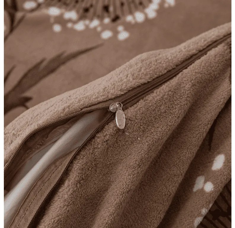 Sada mikroplyšových obliečok PAMPELINO svetlohnedé + obliečka mikroplyš SOFT 90x200 cm biele, jednolôžko