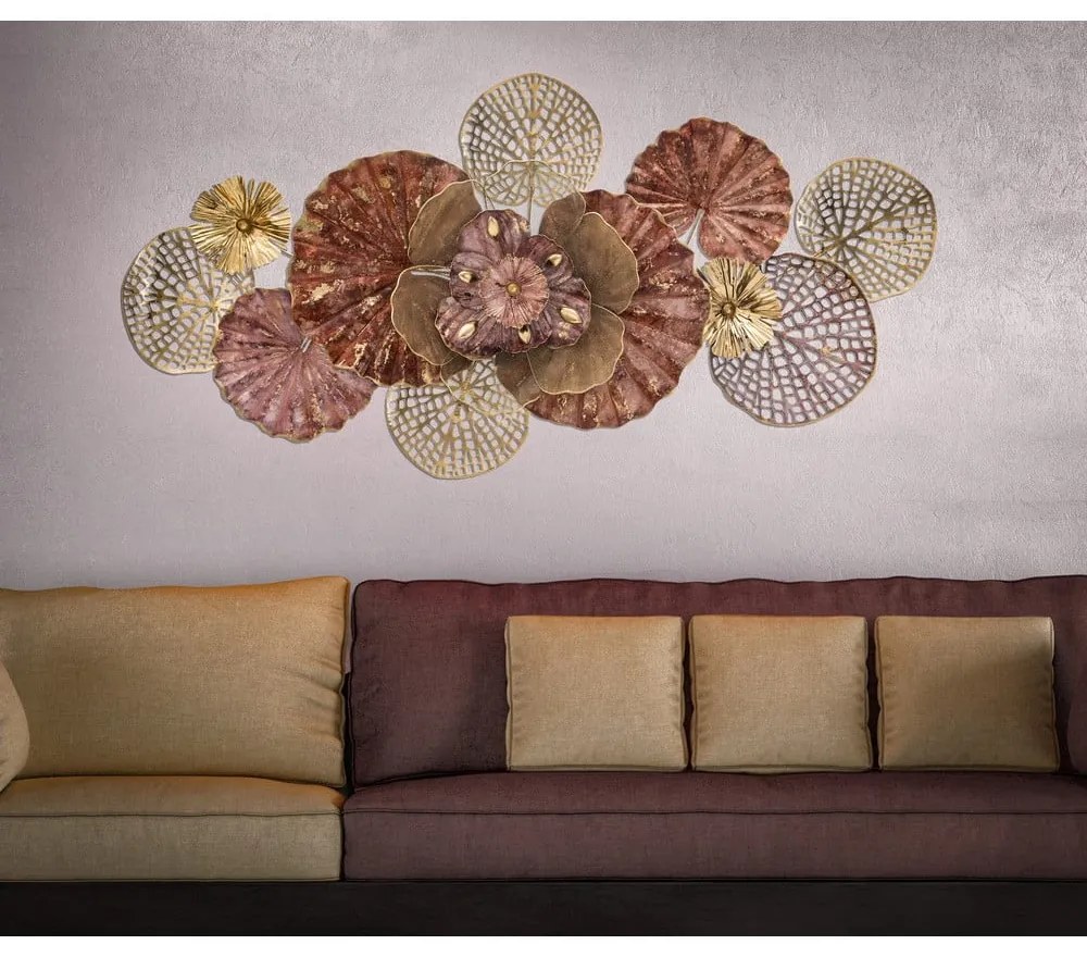 Kovová závesná dekorácia Mauro Ferretti Flowery, 118 x 58 cm