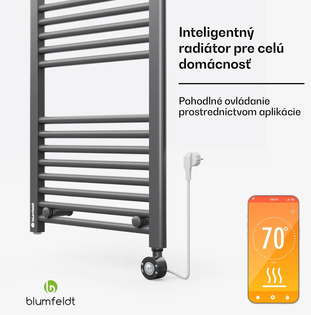 Blumfeldt Harrison Smart, elektrický radiátor, 50 x 100 cm, 400 W, Aplikácia, 3 ohrievače uterákov