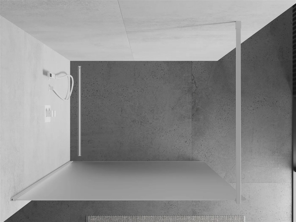 Mexen Kioto, Walk-In sprchová zástena 80 x 200 cm, 8mm sklo námraza, biely profil, 800-080-101-20-30