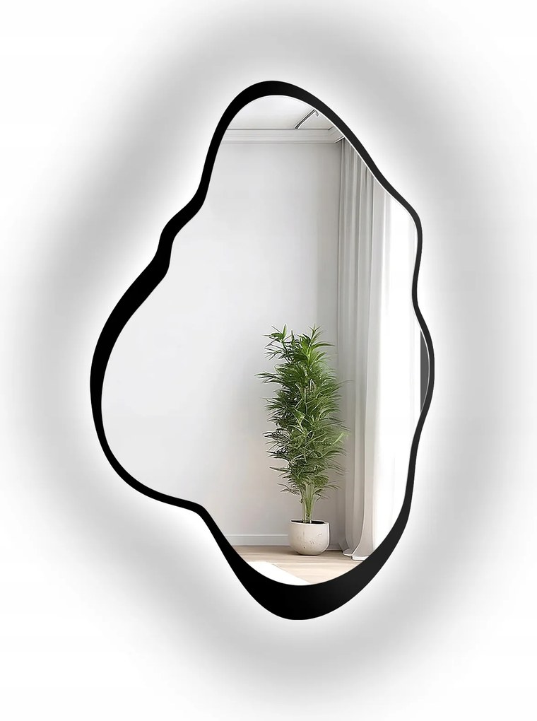 Organické zrkadlo Poco v čiernom ráme Mdf s Led podsvietením 120x192