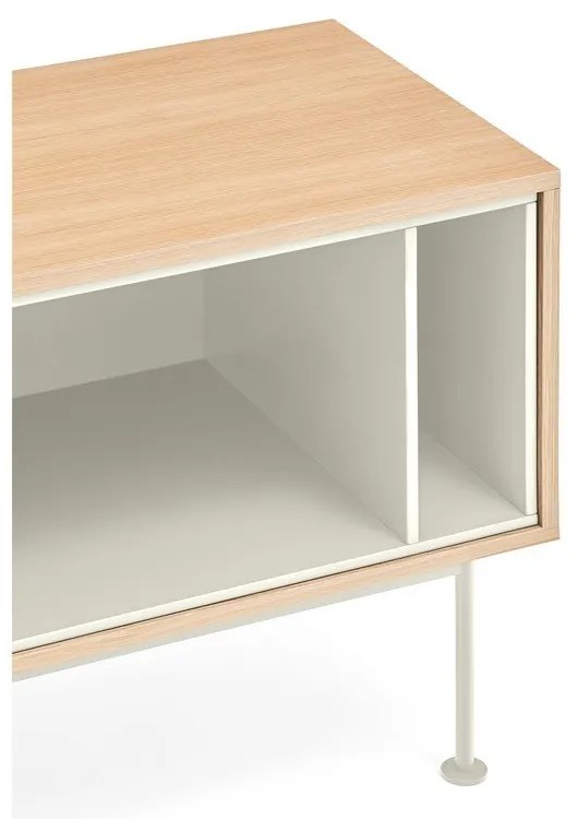 Krémovobiela TV komoda v dubovom dekore Teulat Yoko