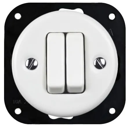 Elhard Okrúhly keramický vypínač s kolískou č.5, biely - kompletný KV5005W