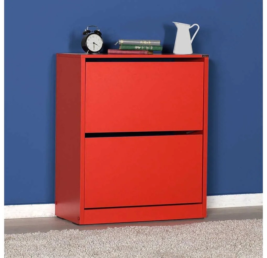 Botník (skrinka na topánky) Tosina 5 (červená). Akcia -22%. Vlastná spoľahlivá doprava až k Vám domov. 1094583