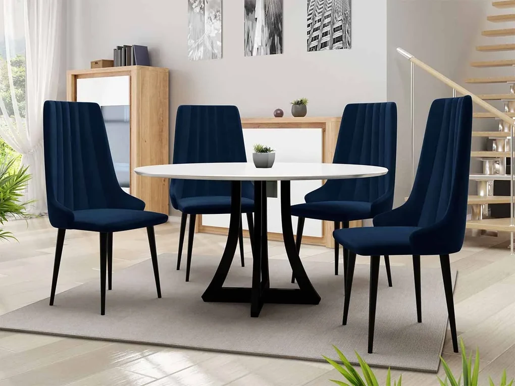 Okrúhly stôl Dagerto FI 100 so 4 stoličkami ST93 03, Farby: čierna, Potah: Magic Velvet 2250