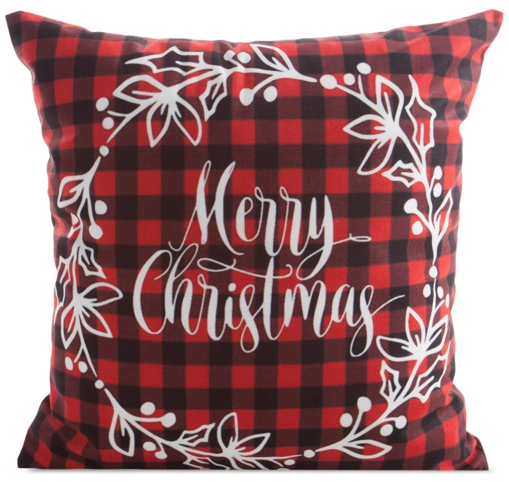 VIANOČNÁ DEKORAČNÁ OBLIEČKA NA VANKÚŠ MERRY1 45X45 CM VZOROVANÁ