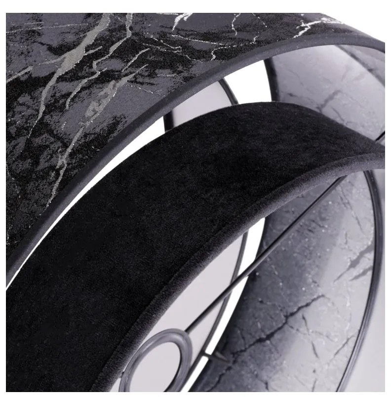 Závesné svietidlo Werona duo 3, 1x čierne textilné tienidlo so vzorom, s