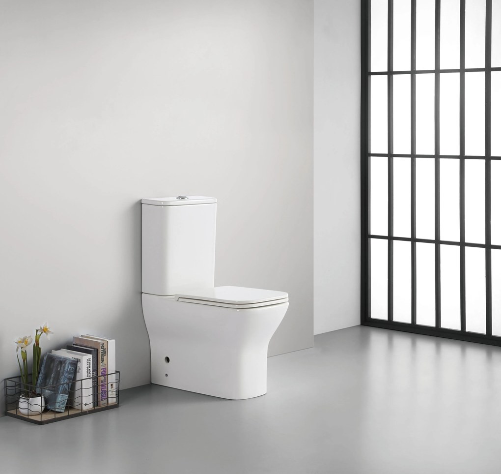 CERANO - WC kombi Hugo, Rimless + UF sedátko - biela lesklá, CER-CER-538759