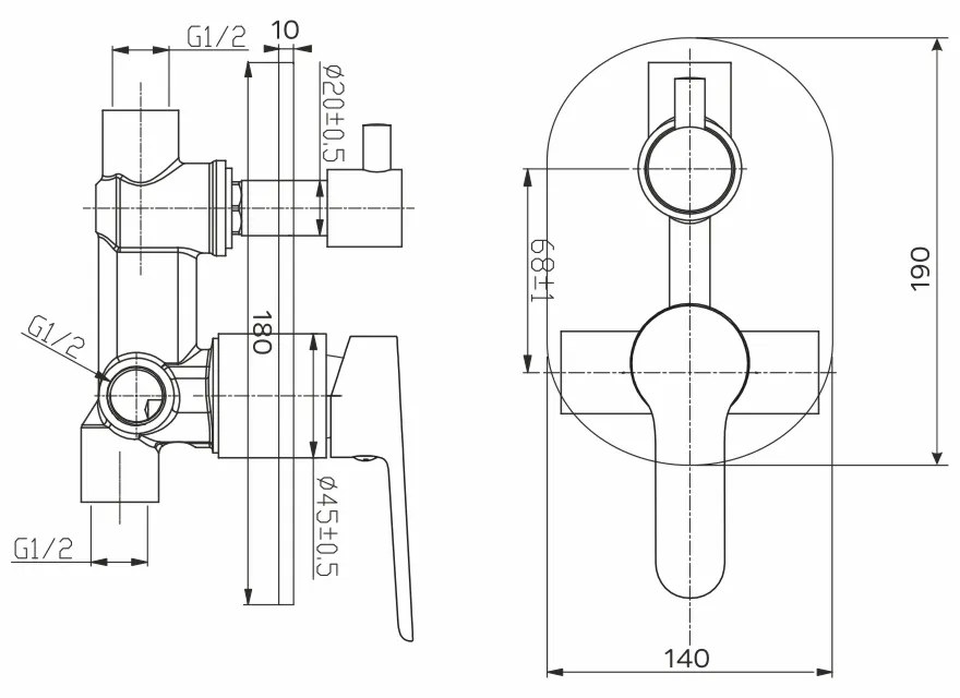 Mereo Mereo, Sprchový set Zuna s dvojcestnou podomietkovú batérií, MER-CB650SZ1