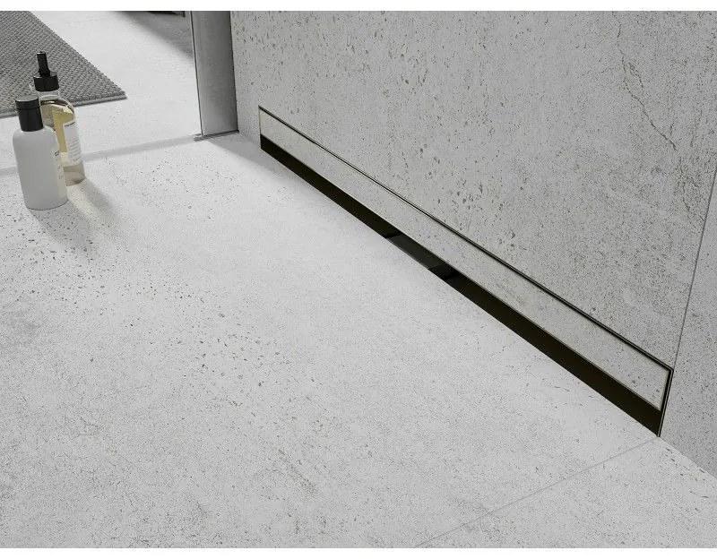 Mexen Flat nerezový sprchový žľab na stenu 110 cm vzor 2v1, zlatá, 1530110