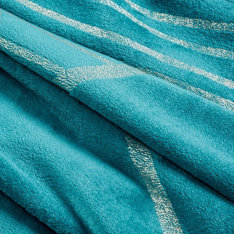 EUROFIRANY Flano deka veľmi jemná na dotyk s lesklou potlačou 150 cm x 200 cm tyrkysová 100 % polyester Varianta: 391482