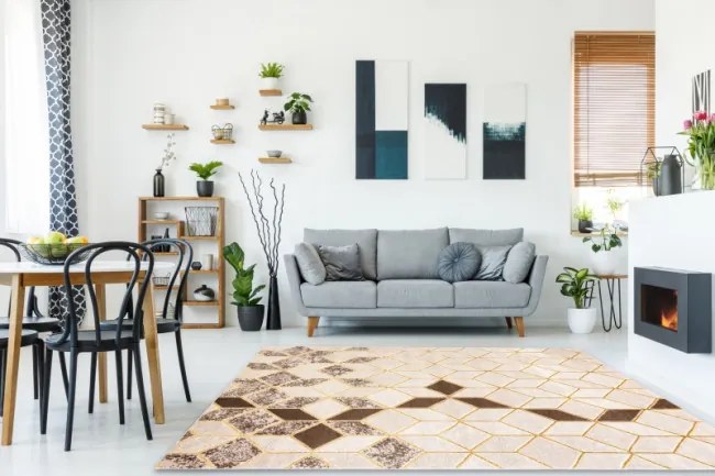 Koberec MEFE B400 Kocka, geometrický 3D - krém / béžový