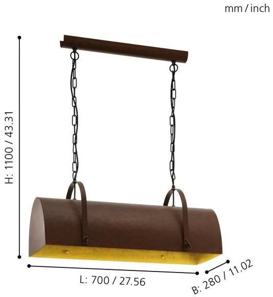 Eglo 49687 - Luster na reťazi DEERHURST 2xE27/60W/230V