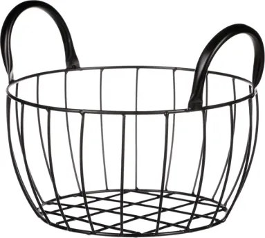 Úložný košík čierny kov, 23x12 cm%
