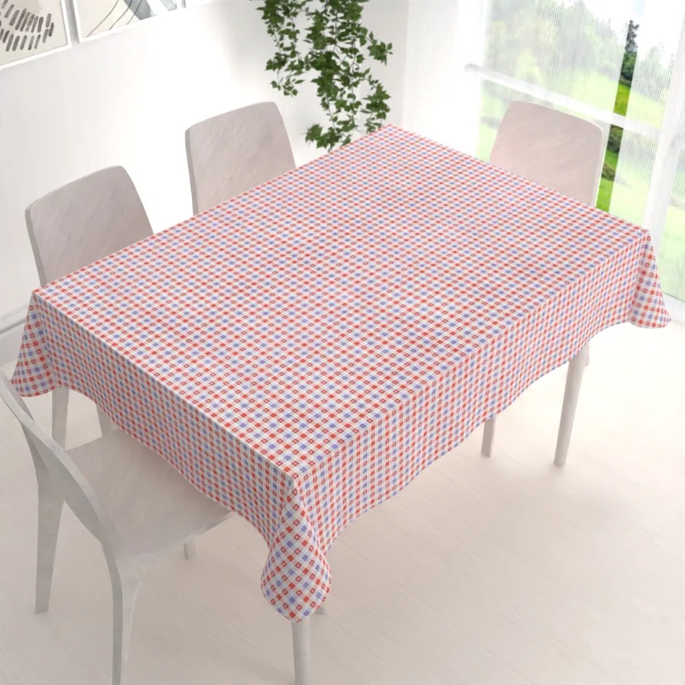 Biante Dekoračný obdĺžnikový obrus Leona LN-028 Červeno-modré káro 80x120 cm