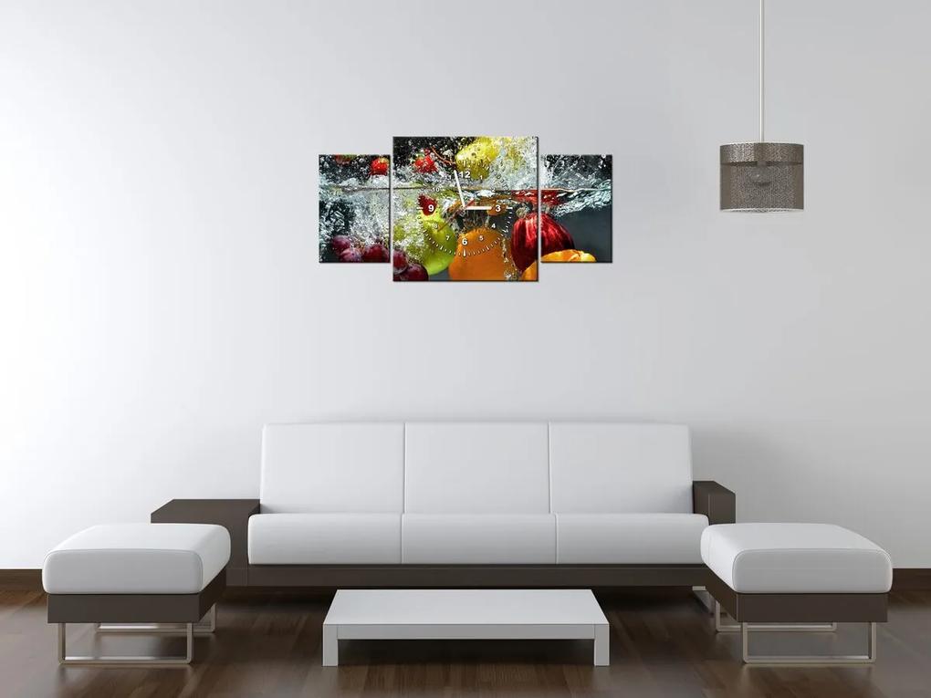 Gario Obraz s hodinami Sladké ovocie - 3 dielny Rozmery: 90 x 30 cm