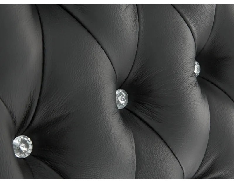 furniture-nabytek.cz - Masívny taburet Chesterfield Kingsfield z pravej kože, čierny – 61×46×43 cm