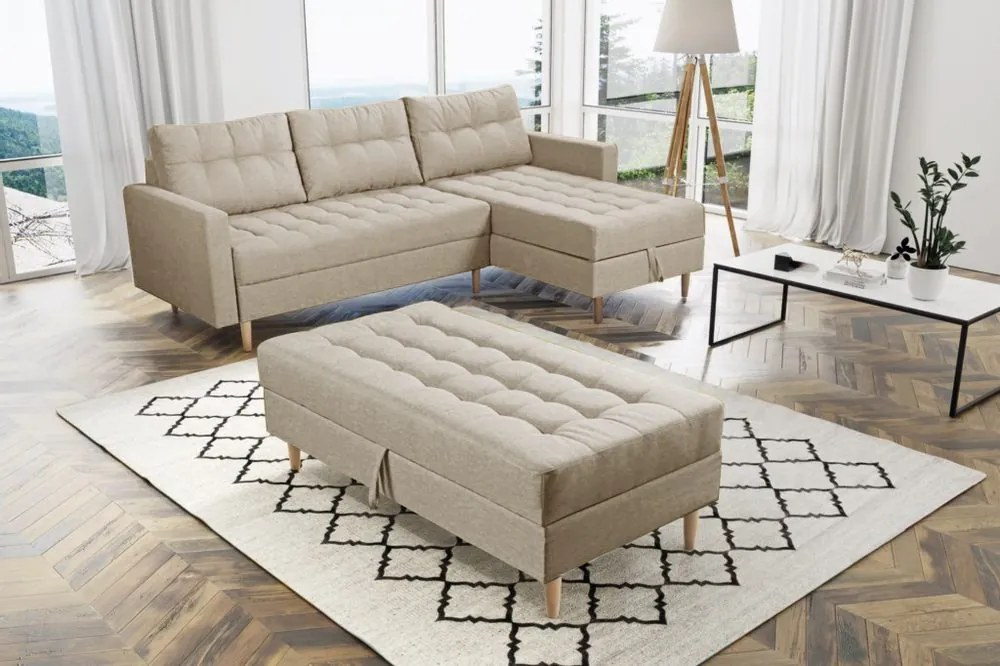 Furniture Sobczak Rohová sedacia súprava Pires s taburetom - Zelená