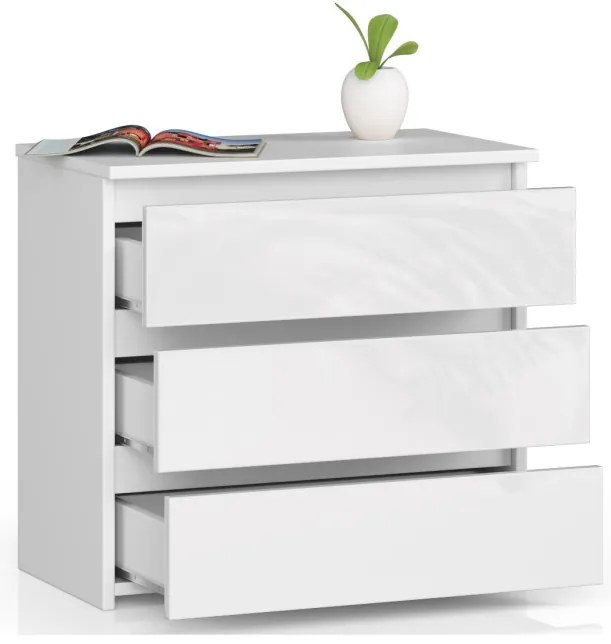 Nočný stolík CL3 60 cm biely / biely, lesk