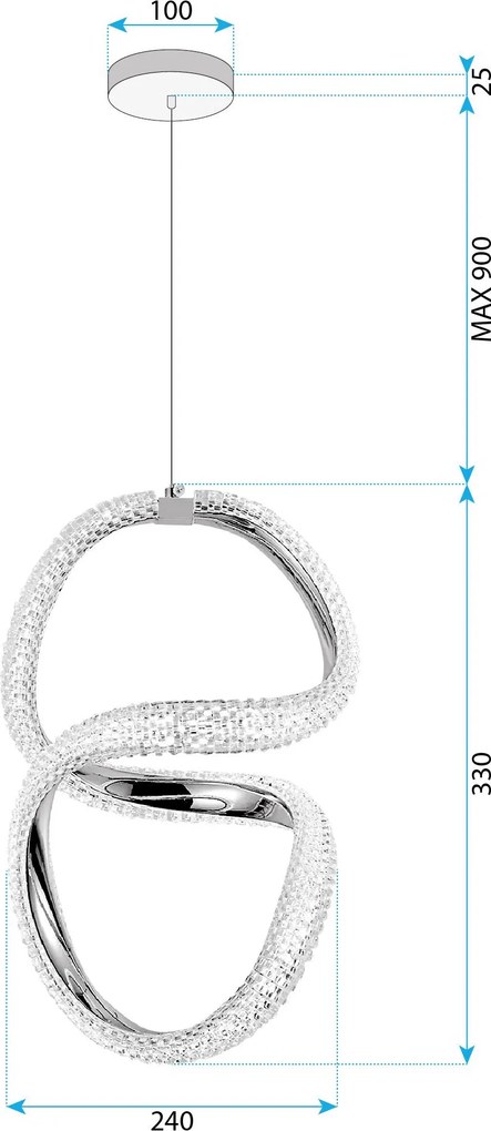 Toolight Toolight, LED závesné svietidlo 24W, 4000K, G077-3CPR, zlatá, OSW-08667