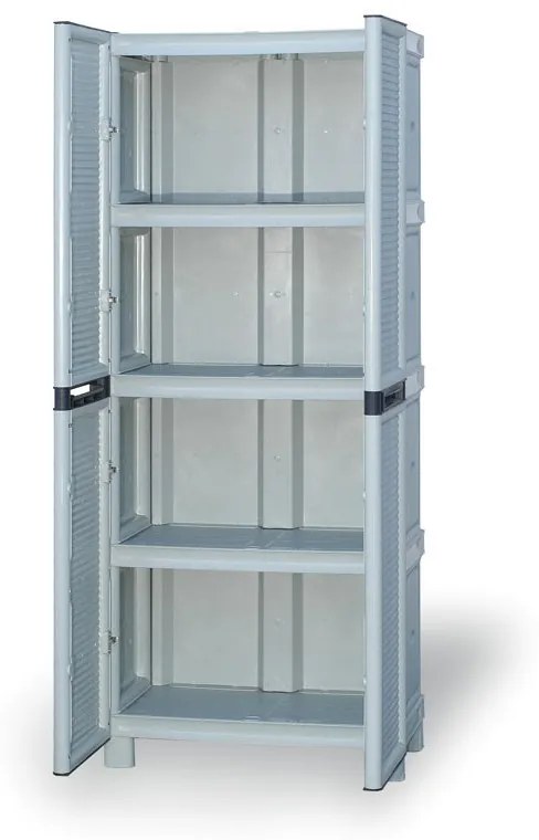 Plastová skriňa policová, vysoká, 700 x 390 x 1720 mm, sivá