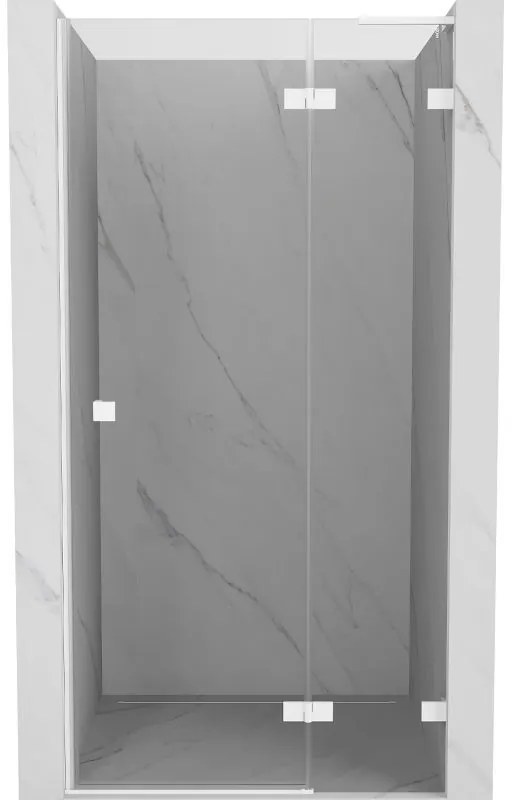 Mexen Lunar L, Otočné pravé sprchové dvere 75 cm, 8mm číre sklo, biely profil, 834L-075-000-20-00-P