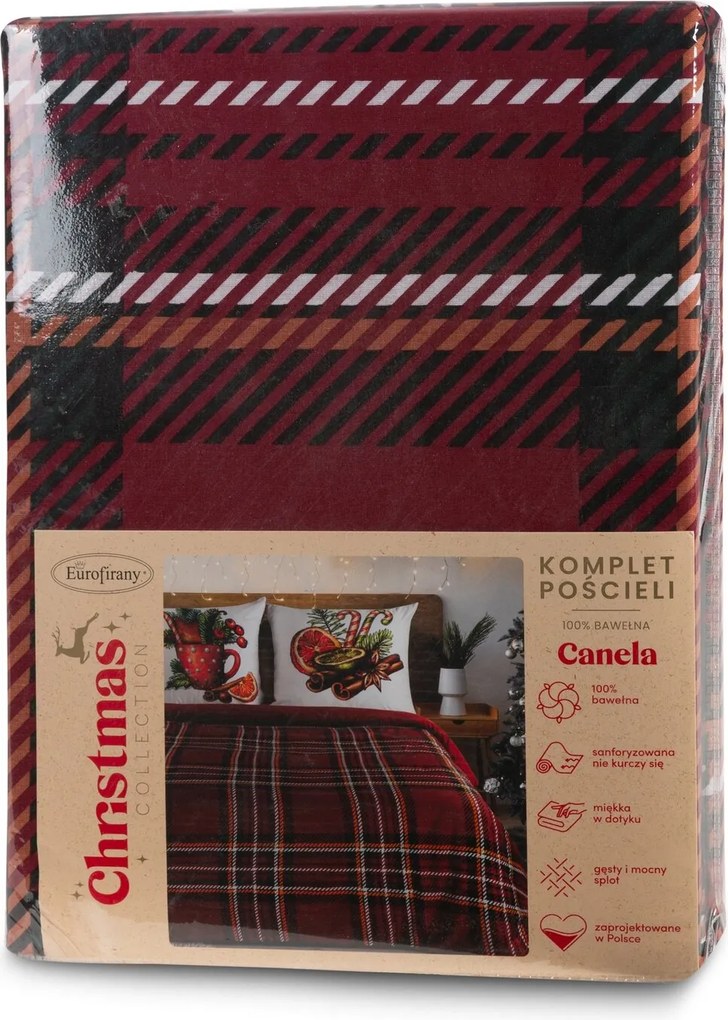 VIANOČNÉ RENFORCÉ OBLIEČKY CANELA 200X220 CM, 2 KS 70X80 CM VZOROVANÉ