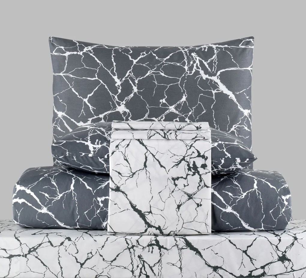 Obliečky bavlnené Mramor deluxe TiaHome - 1x Vankúš 90x70cm, 1x Paplón 140x200cm