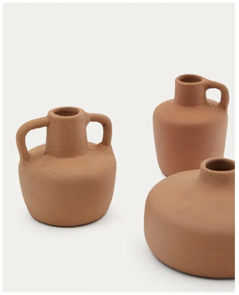 Oranžové terakotové vázy v súprave 3 ks (výška 6 cm) Sofra – Kave Home