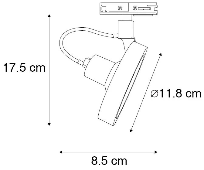 Koľajnicový reflektor 1-fázový čierny - Go