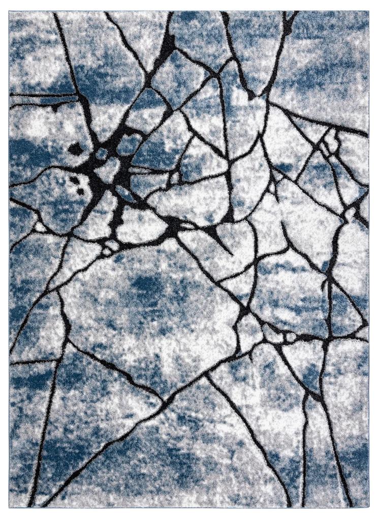 Moderný koberec COZY 8873  Cracks, prasknutý betón - Štrukturálny, dve vrstvy rúna, modrá