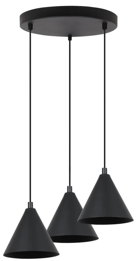 Závesné svietidlo Soho, 3x čierne kovové tienidlo, (fi 14cm), o