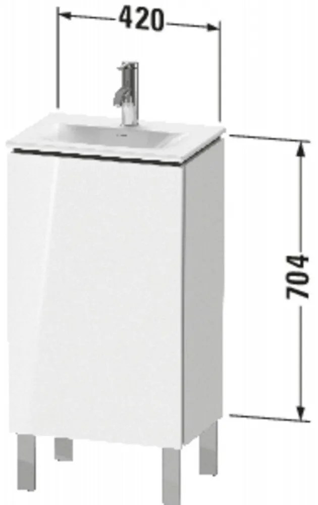 DURAVIT L-Cube stojaca skrinka pod umývadielko na nožičkách, 1 dvierka, pánty vľavo, 440 x 311 x 856 mm, biela vysoký lesk, LC6580L2222