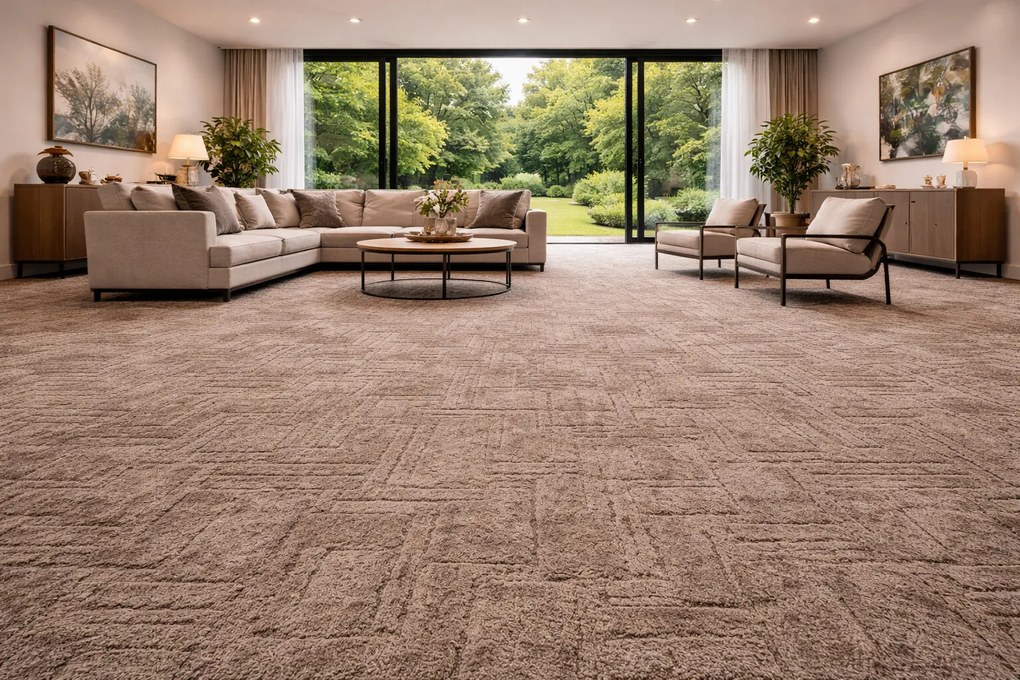 Koberec metráž Sprint 43 hnedý, na mieru, šíře 4m, hnedá, filc, obývacia izba, Spoltex