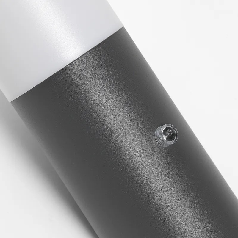 Moderná vonkajšia nástenná lampa tmavosivá IP44 so senzorom súmraku - Rox