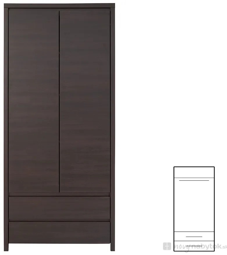 Šatníková skriňa BRW Kaspian SZF2D2S (Wenge). Akcia -35%. Vlastná spoľahlivá doprava až k Vám domov. 735090