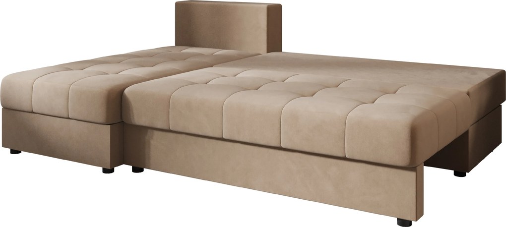 Rozkladacia obojstranná sedacia súprava do L VENORIA SLIM 200x143 cm, béžová + 2 vankúšiky ZDARMA