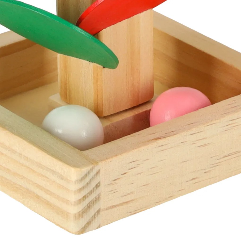 KIK Montessori drevený kulodrom – vzdelávacia veža s guľôčkami