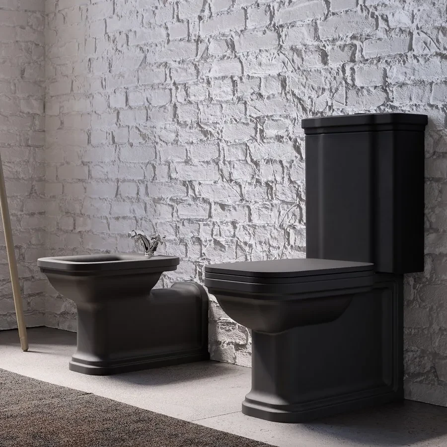 Kerasan Kerasan, WALDORF WC misa s nádržkou, spodný/zadný odpad, biela-bronz, WCSET20-WALDORF