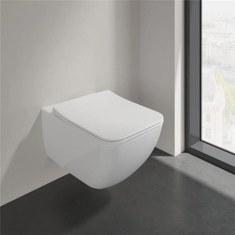 VILLEROY &amp; BOCH Venticello Combi-Pack, závesné WC s DirectFlush + WC sedátko s poklopom SlimSeat, s QuickRelease a Softclosing, biela alpská, s povrchom CeramicPlus, 4611RSR1