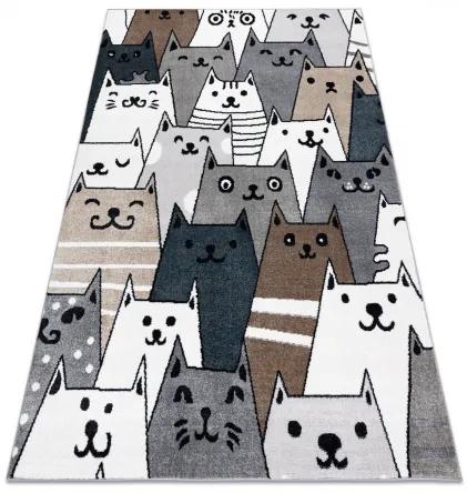 Koberec FUN Gatti pre deti, mačky, zvieratá farebný sivá Veľkosť: 120x170 cm