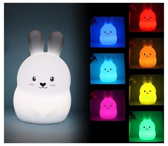 Verk 12262 Nočná RGB lampička dotyková králik USB 1200mAh s diaľkovým ovládaním