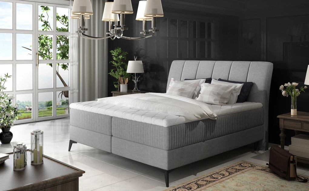 Elegantná box spring posteľ Ariana 180x200, svetlosivá