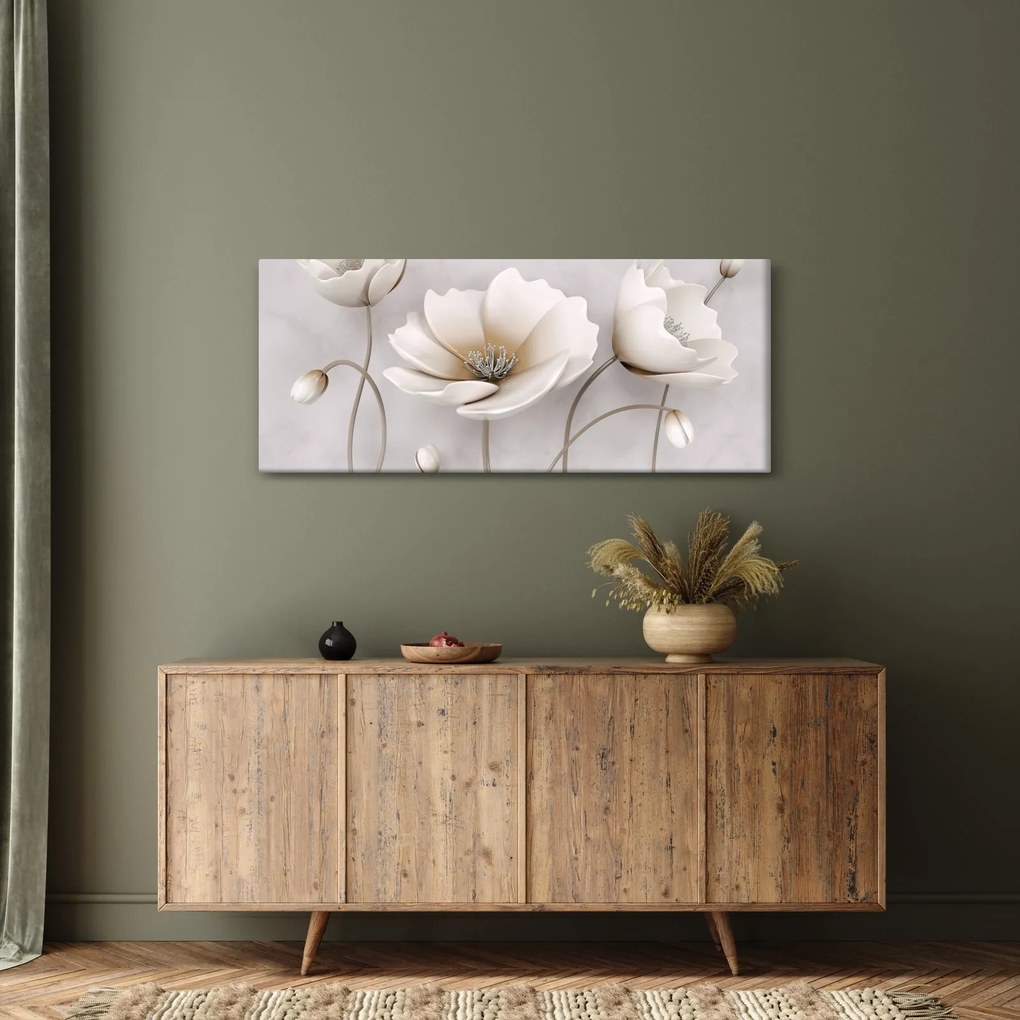 Obraz bielych kvetín (120x50 cm)
