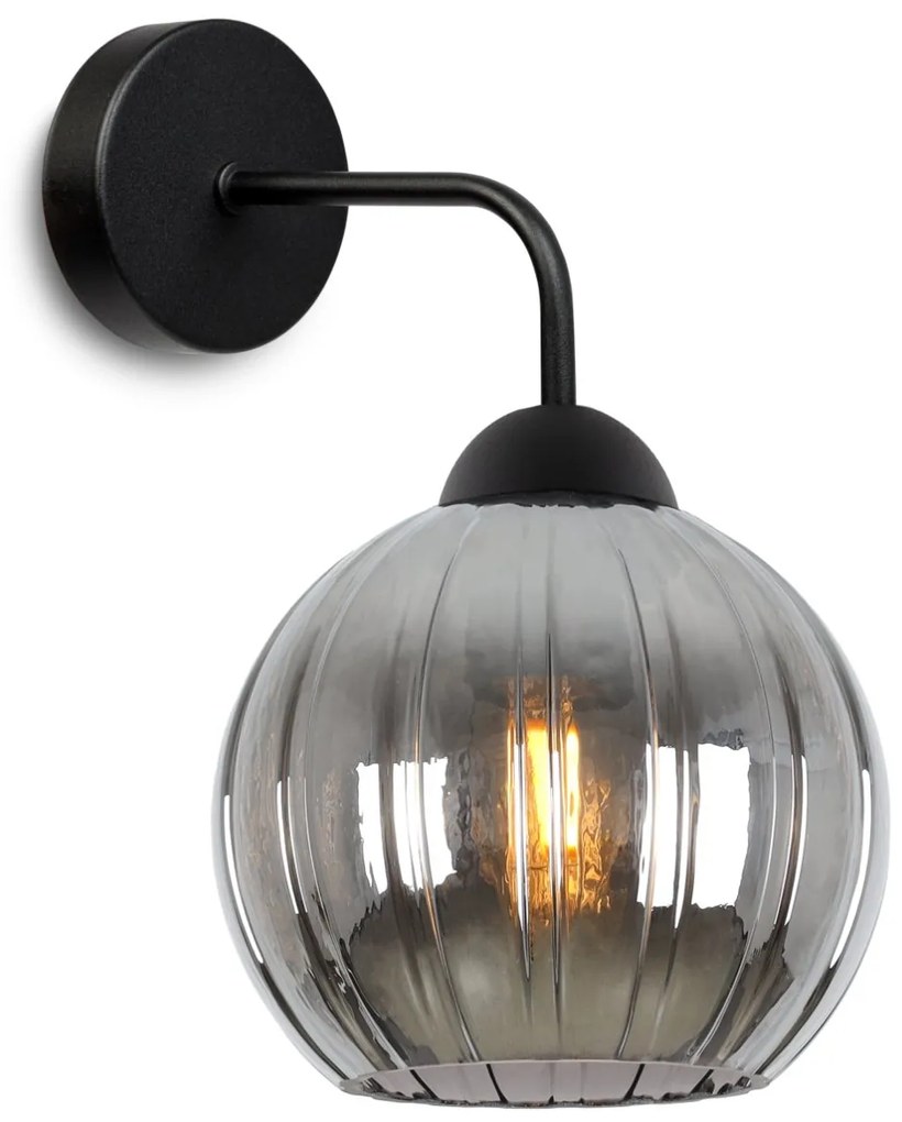 Nástenné svietidlo Costa, 1x grafitové sklenené tienidlo, b